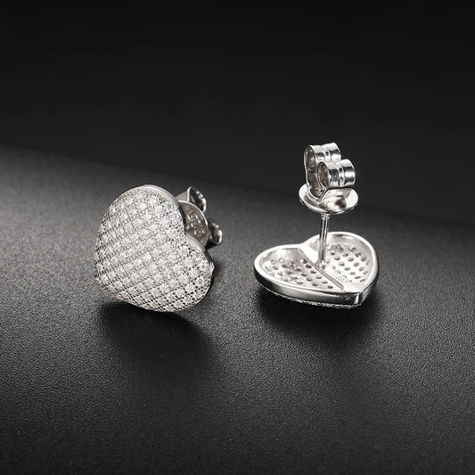Pave Heart Stud Earrings, image 5