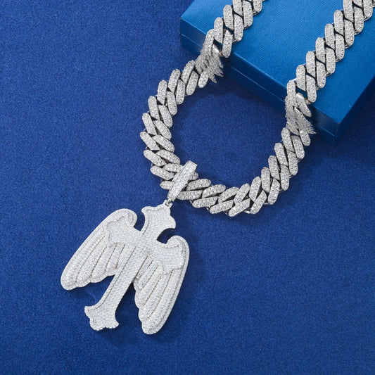 Iced Out Angel Wing Cross Pendant Necklace for Men, image 4