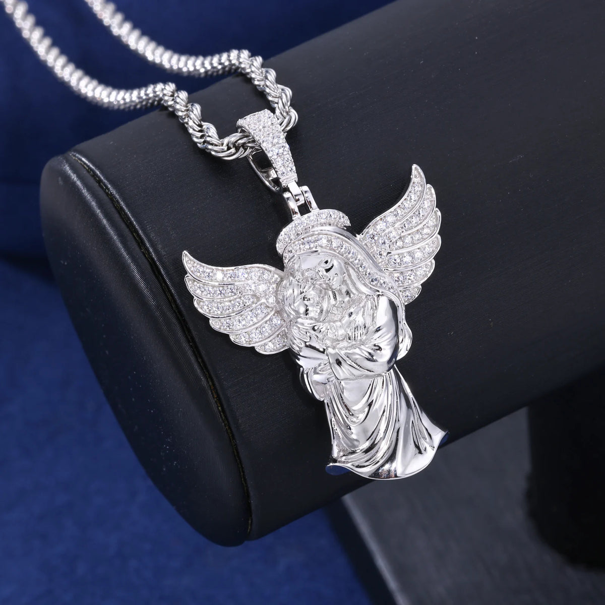 Iced Out Angel Pendant Necklace for Men, image 5