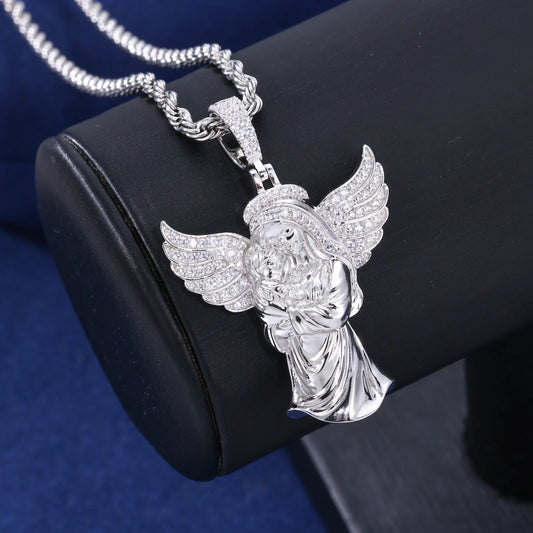 Iced Out Angel Pendant Necklace for Men, image 5