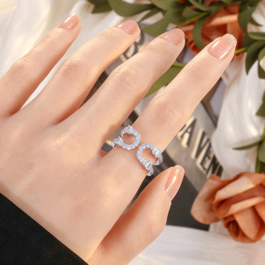 Moissanite Double Horseshoe Open Ring, image 6