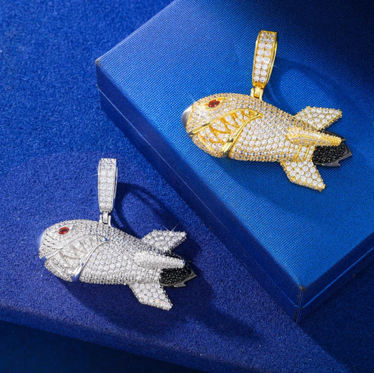 Iced Out Shark Pendant Necklace for Men, image 5
