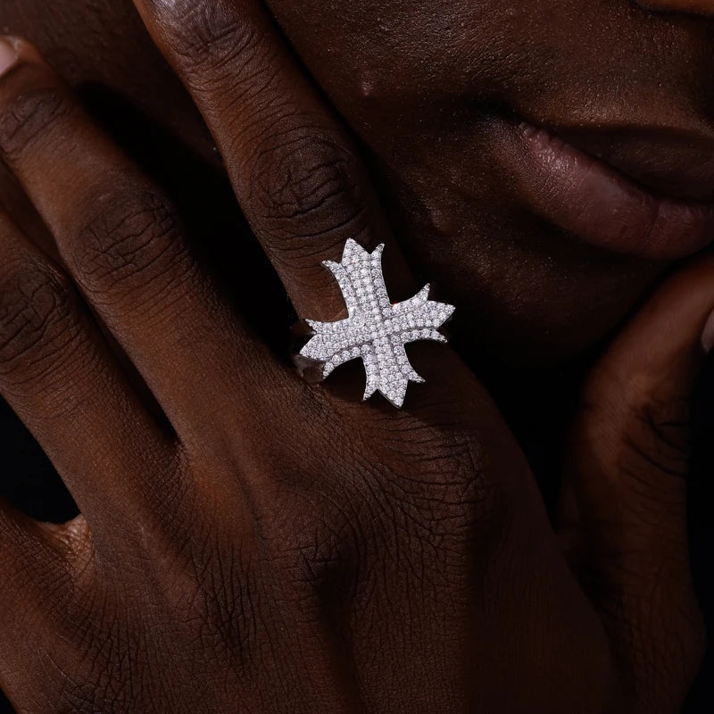 Iced Out Cross Ring for Men, image 6