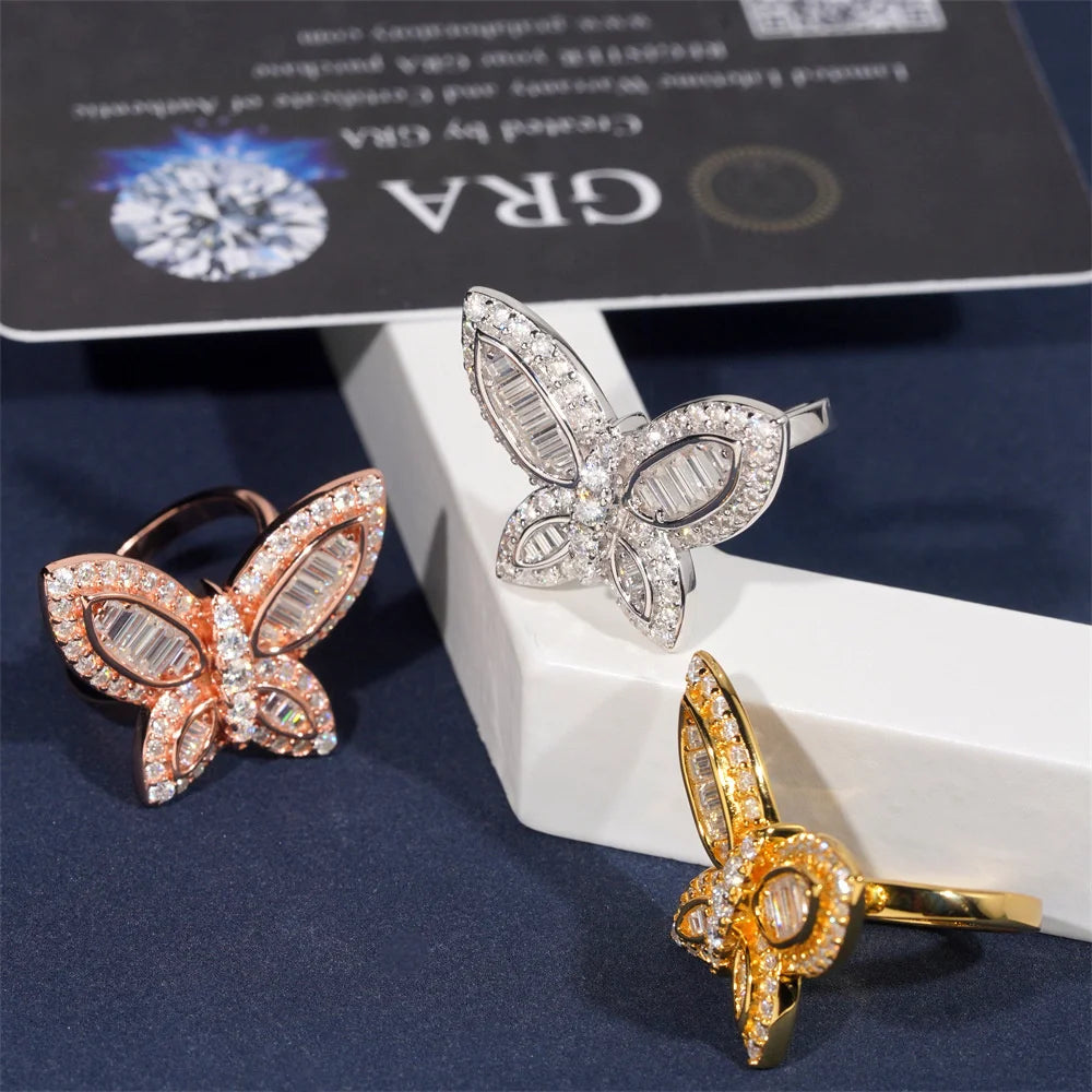 Iced Out Baguette Butterfly Ring, image 6