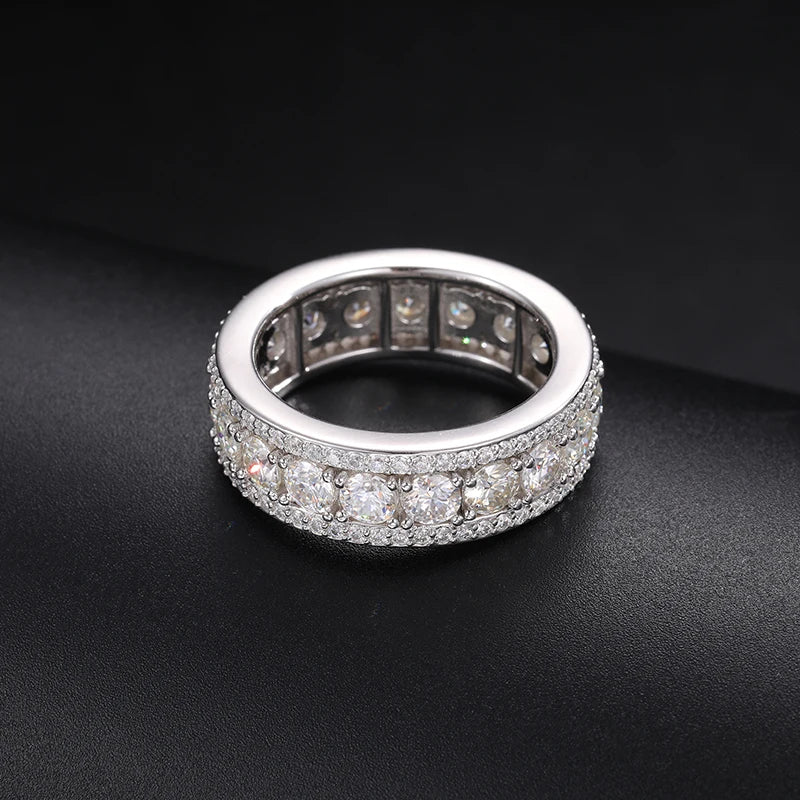 Iced Out Moissanite Wide Band Pave Ring for Men, image 5
