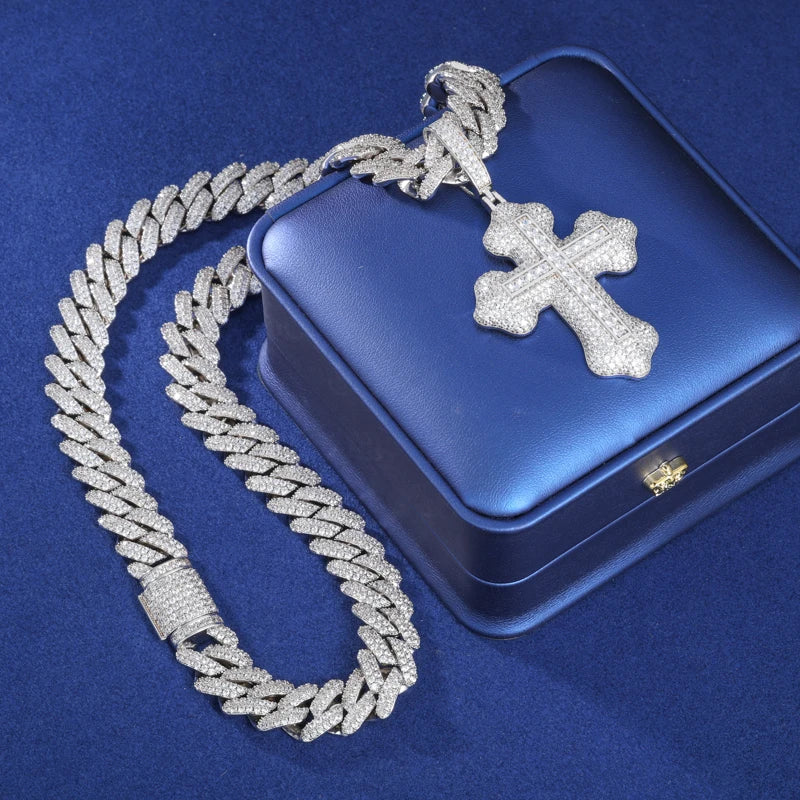 Iced Out Moissanite Pendant Necklace for Men, image 6