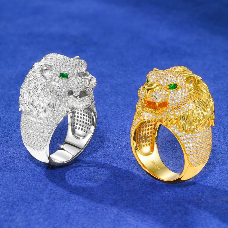 Iced Out Lion Head Ring for Men, image 5
