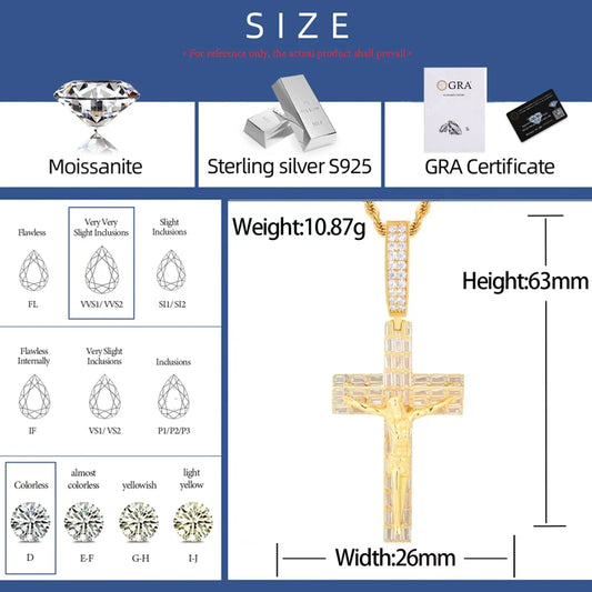 Baguette Crucifix Pendant Necklace for Men, image 3