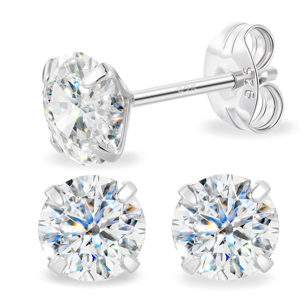 Round Cut Moissanite Stud Earrings