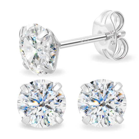 Round Cut Moissanite Stud Earrings