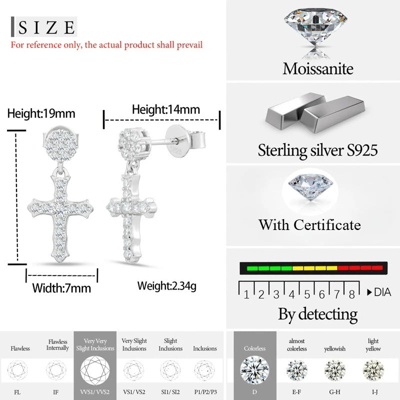 Moissanite Cross or Square Cluster Stud Earrings, image 7
