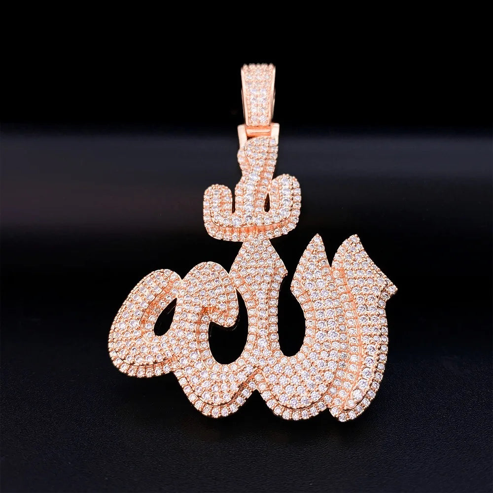 Iced Out Arabic Pendant Necklace for Men, image 4