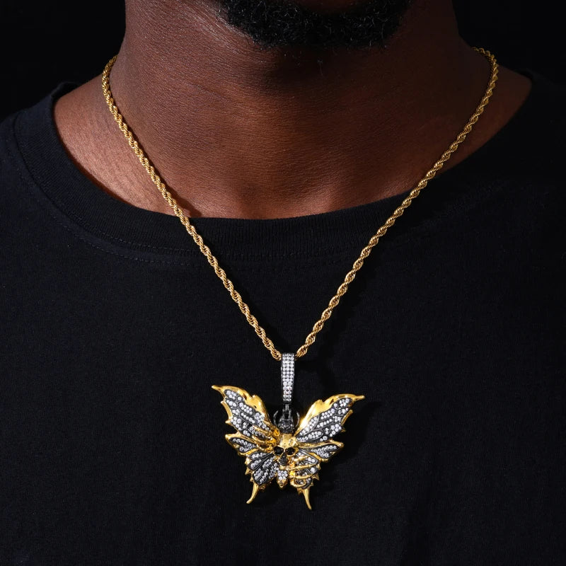 Iced Out Butterfly Pendant Necklace for Men, image 7