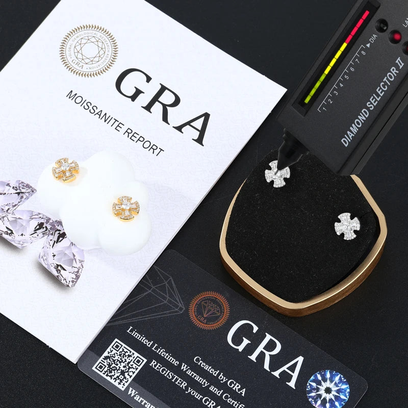 Moissanite Cross Stud Earrings for Men, image 3