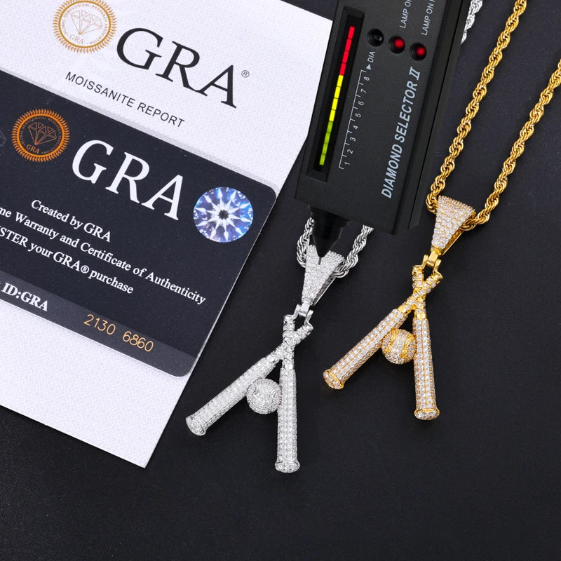 Moissanite Letter A Pendant Necklace, image 3
