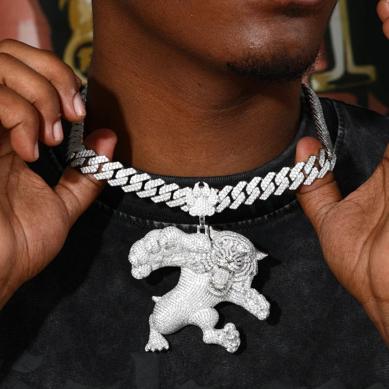 Iced Out Tiger Pendant Necklace for Men, image 6