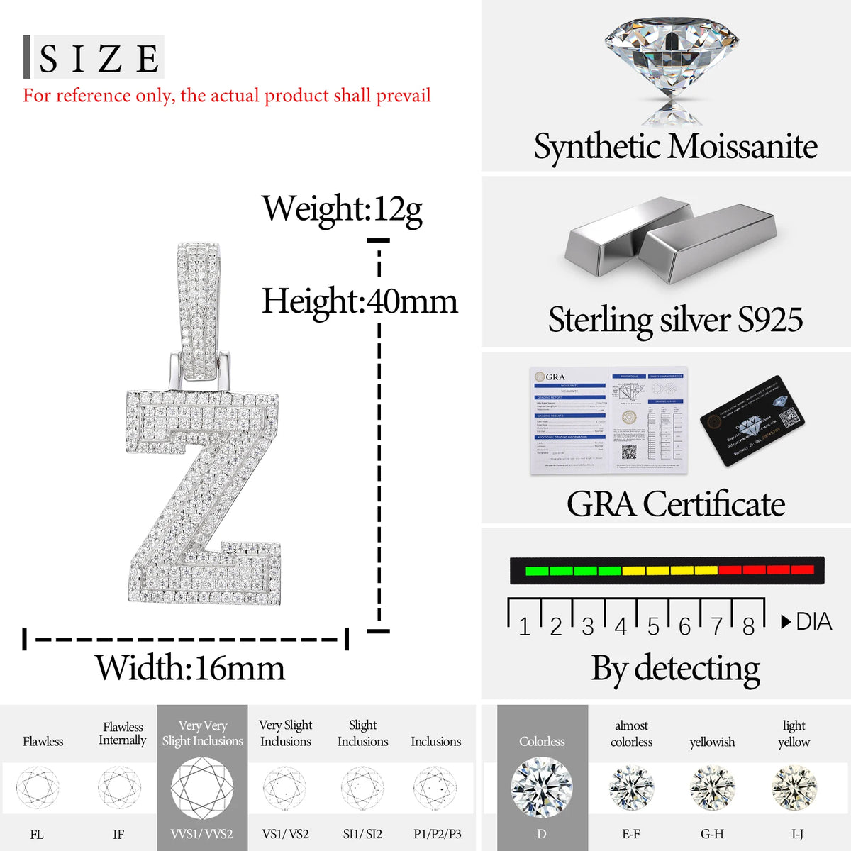 Moissanite Initial Pendant for Men, image 28