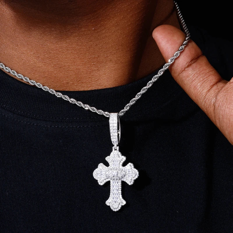 Iced Out Moissanite Cross Pendant for Men, image 6