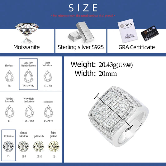 Iced Out Square Signet Ring for Men, image 4