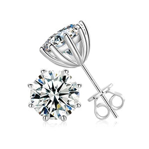 Round or Square Cut Moissanite Stud Earrings, image 9