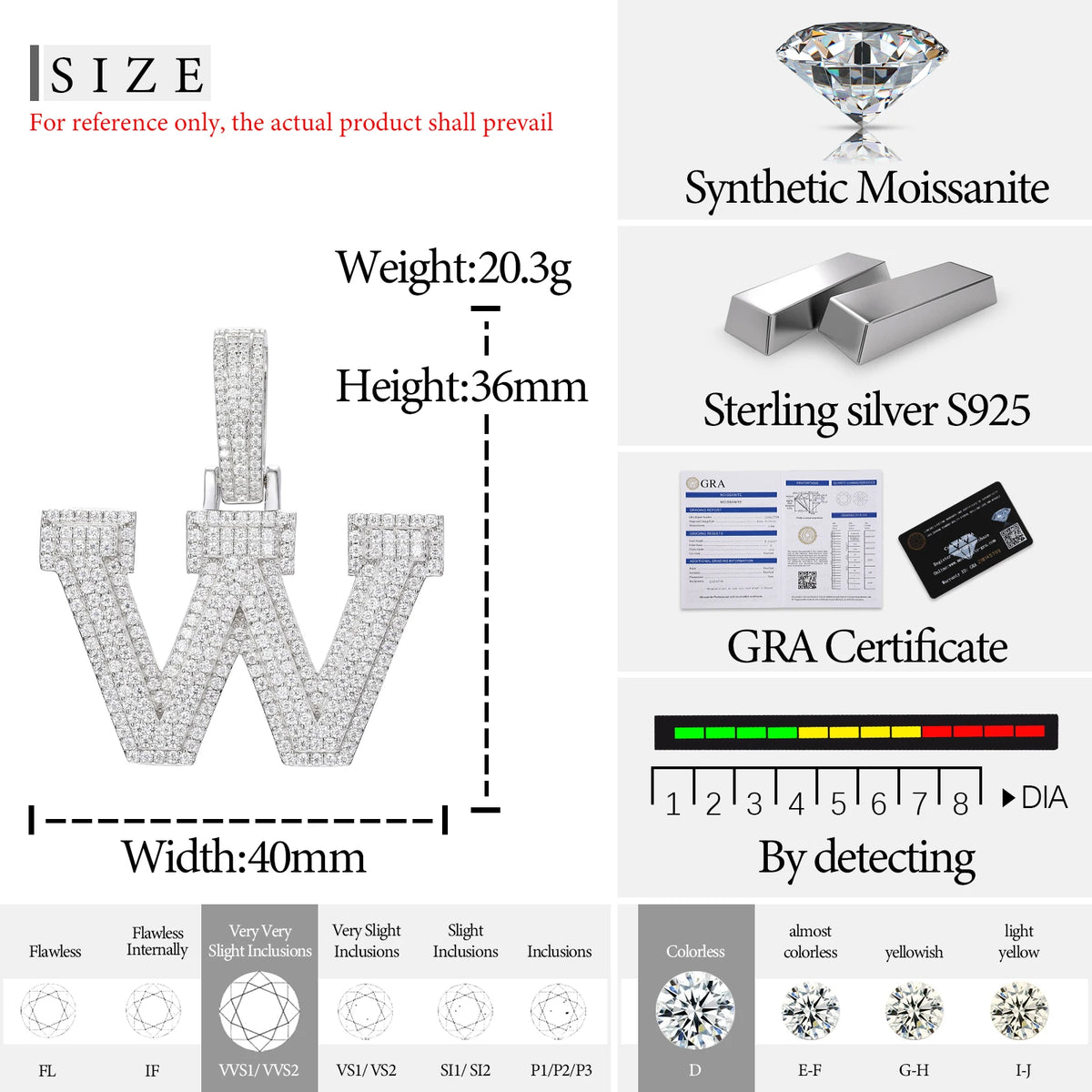 Moissanite Initial Pendant for Men, image 30