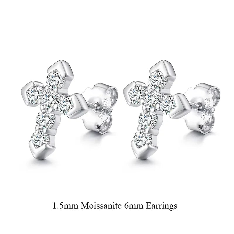 Moissanite Cross Stud Earrings, image 11