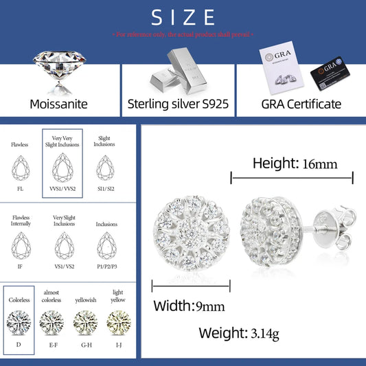 Moissanite Flower Cluster Stud Earrings, image 4