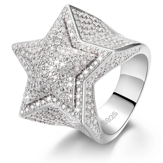 Iced Out Star Ring for Men
