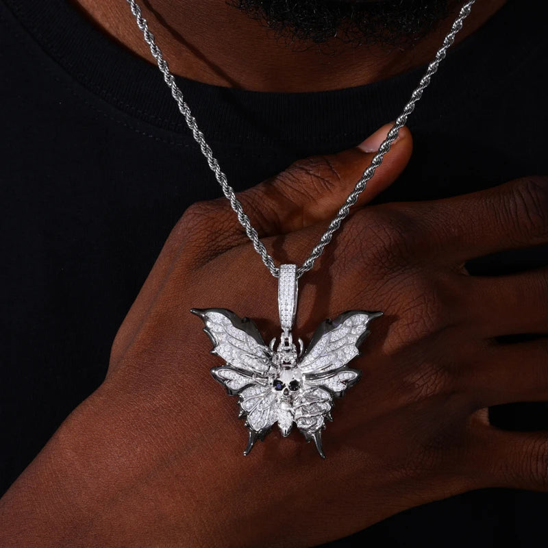 Iced Out Butterfly Pendant Necklace for Men, image 6