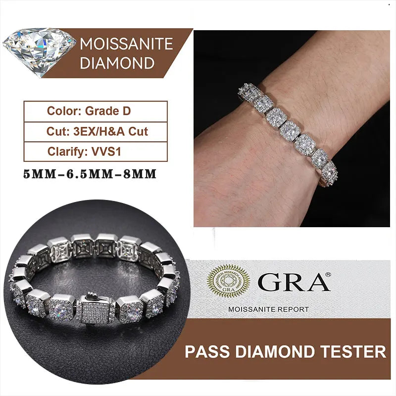 Moissanite Link Bracelet for Men, image 6
