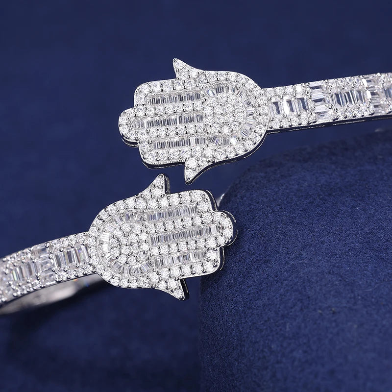 Iced Out Hamsa Bangle for Men