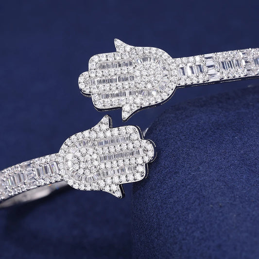 Iced Out Hamsa Bangle for Men