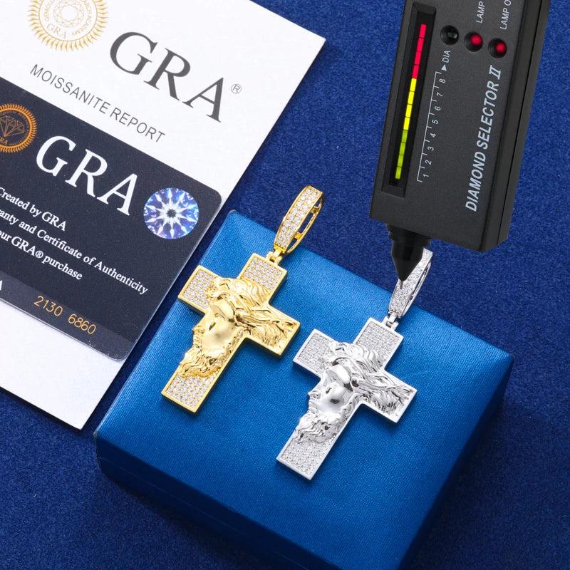 Iced Out Jesus Cross Pendant Necklace for Men, image 4