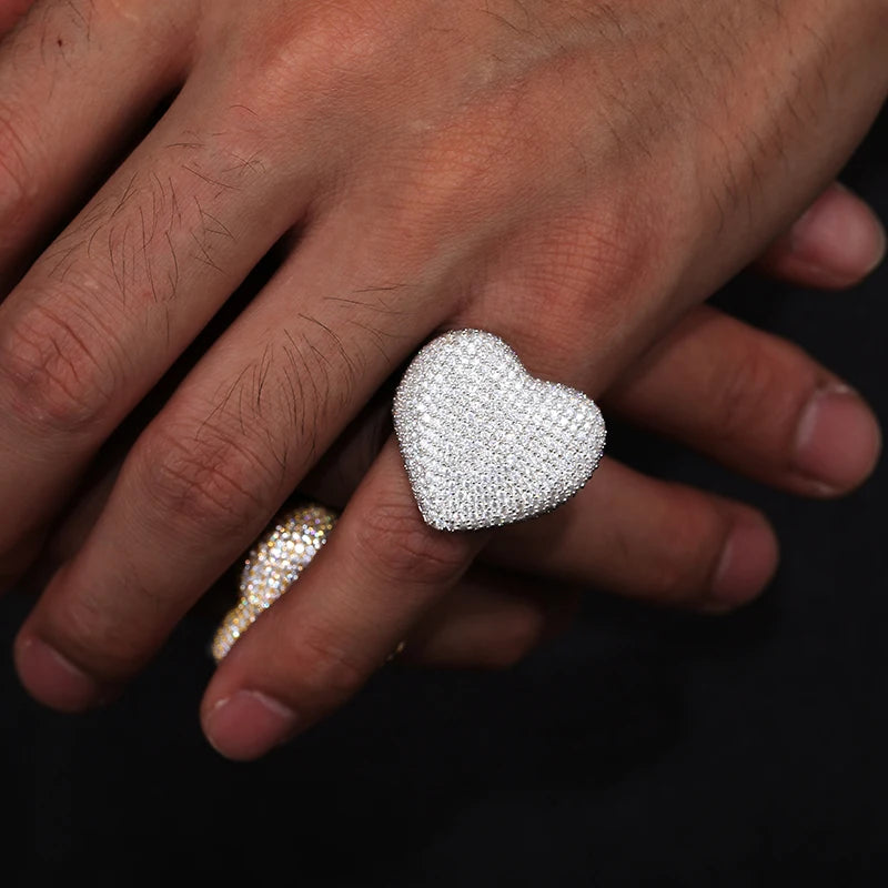 Iced Out Pave Heart Ring for Men, image 5