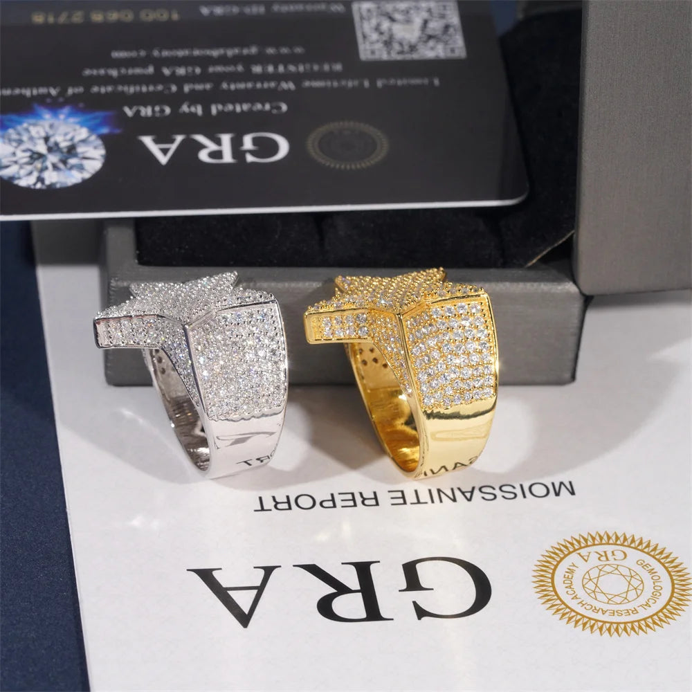 Iced Out Star Ring for Men, image 4
