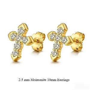 Moissanite Cross Stud Earrings, image 3