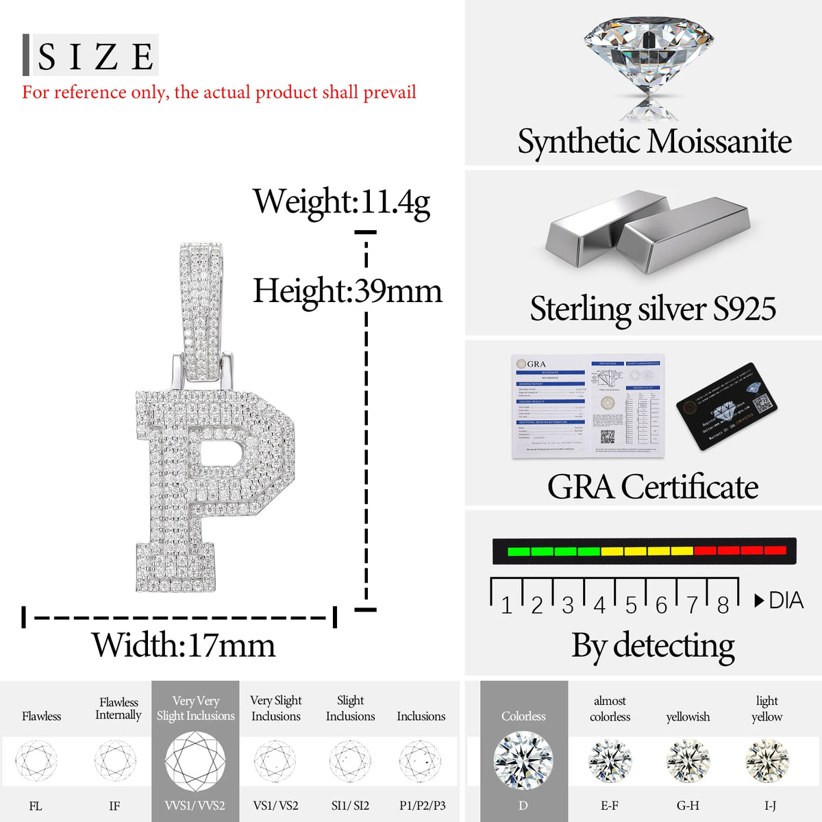 Moissanite Initial Pendant for Men, image 26