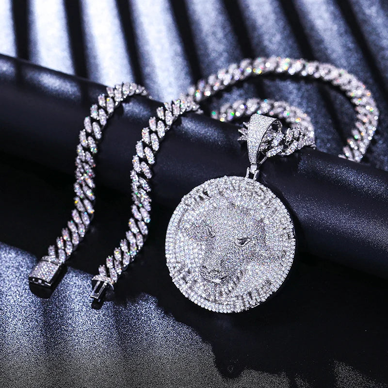 Iced Out Moissanite Goat Head Pendant Necklace for Men, image 5
