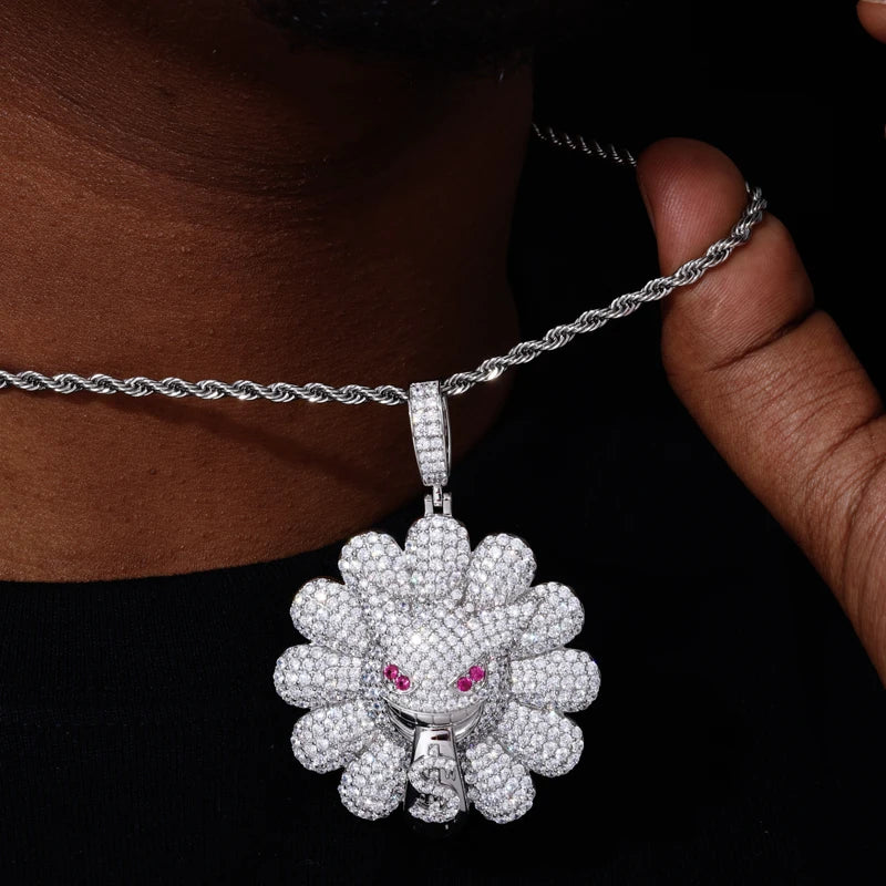 Iced Out Ghost Flower Pendant for Men, image 6