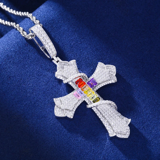 Iced Out Thorn Cross Pendant Necklace for Men, image 4