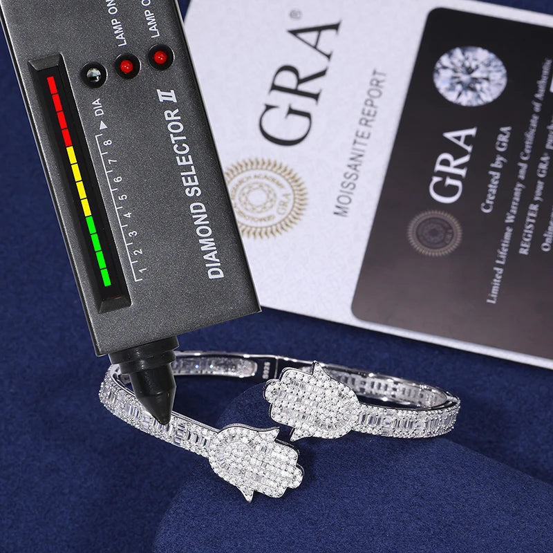 Iced Out Hamsa Bangle for Men, image 4