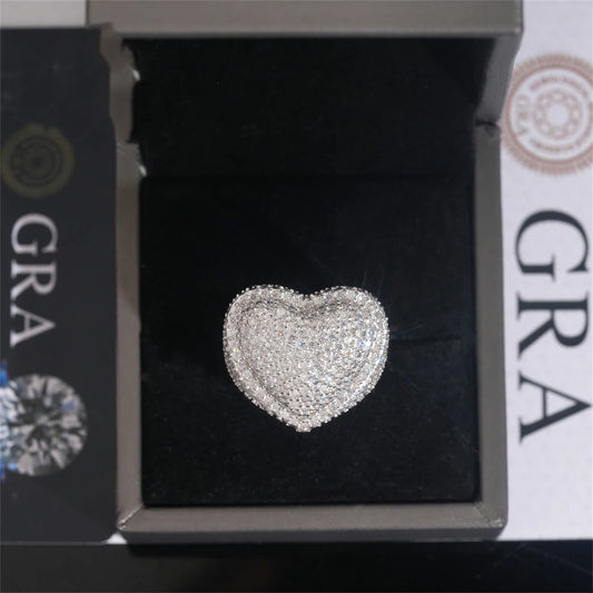 Iced Out Pave Heart Ring for Men, image 4