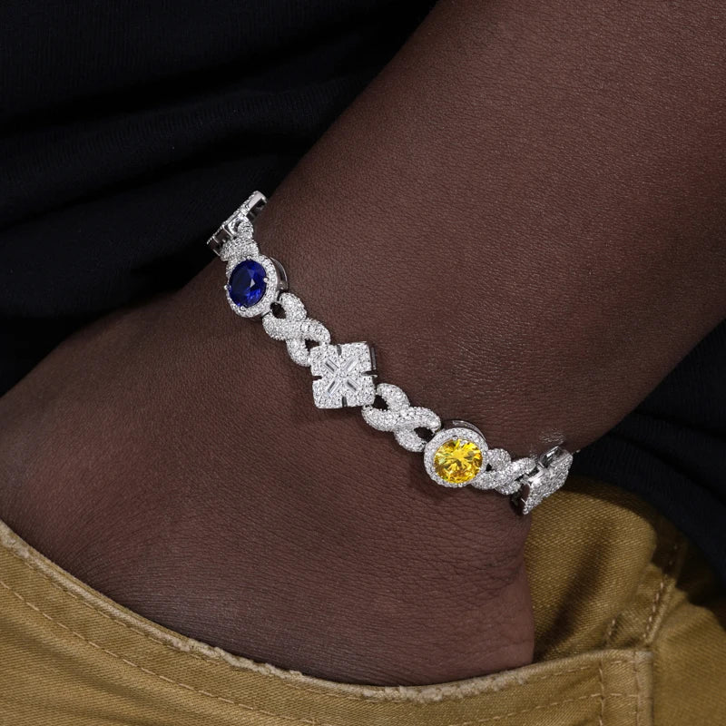 Iced Out Maltese Cross Link Bracelet for Men, image 8