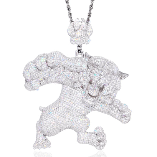 Iced Out Tiger Pendant Necklace for Men