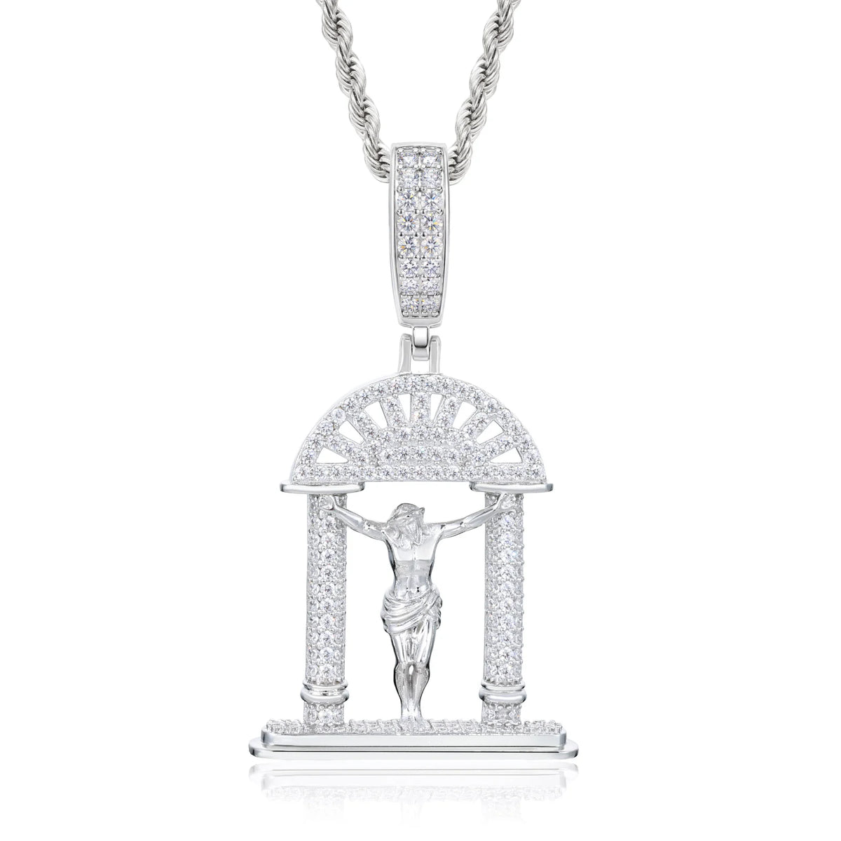 Iced Out Crucifix Arch Pendant Necklace for Men