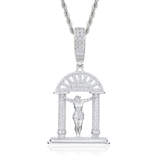 Iced Out Crucifix Arch Pendant Necklace for Men