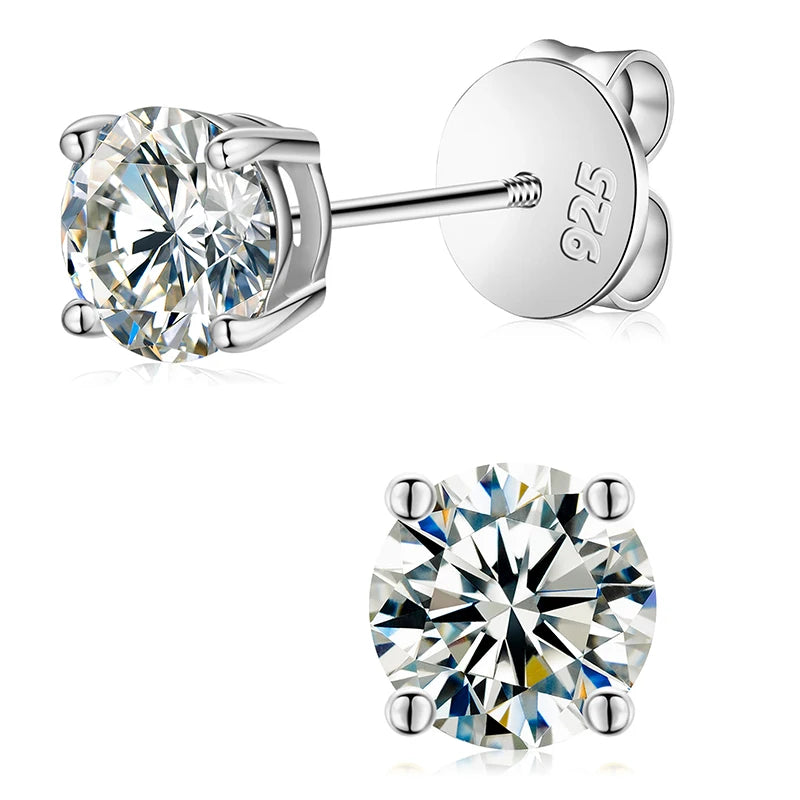Moissanite Pave Dome and Solitaire Stud Earrings