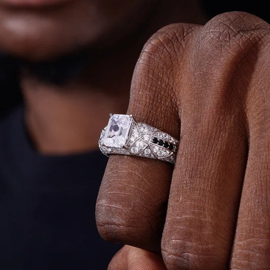 Emerald Cut Moissanite or Cubic Zirconia Signet Ring for Men, image 6