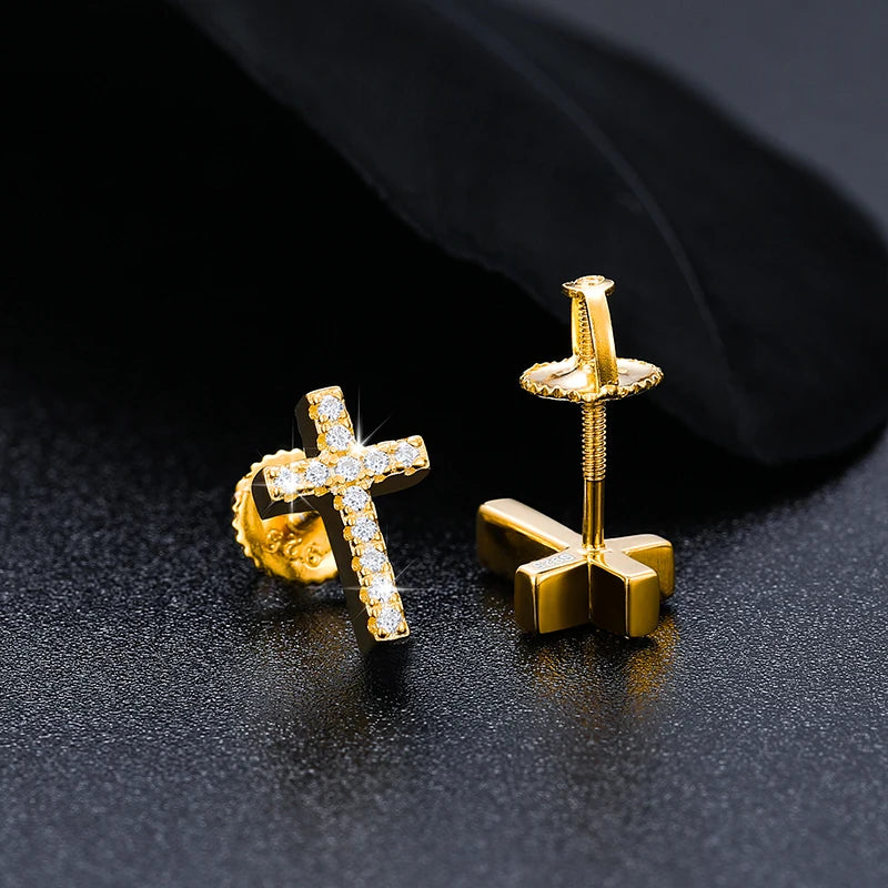 Moissanite Cross Stud Earrings, image 5