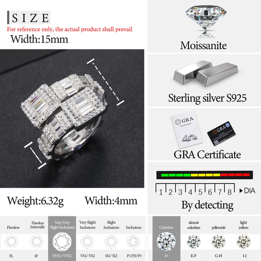 Iced Out Moissanite Rings for Men, image 4